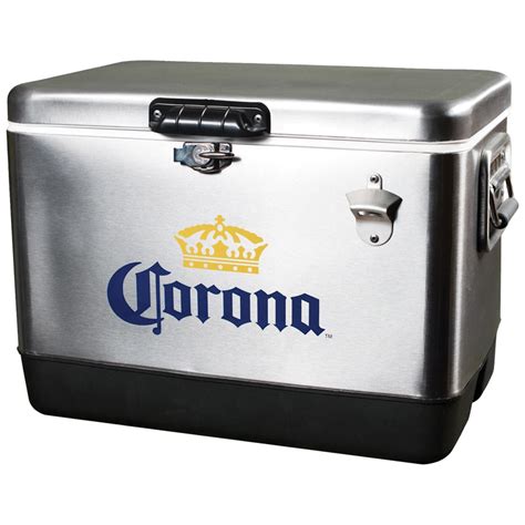 corona metal ice box|Corona Retro Ice Chest Cooler with Bottle Opener 13L (14 qt), 18 .